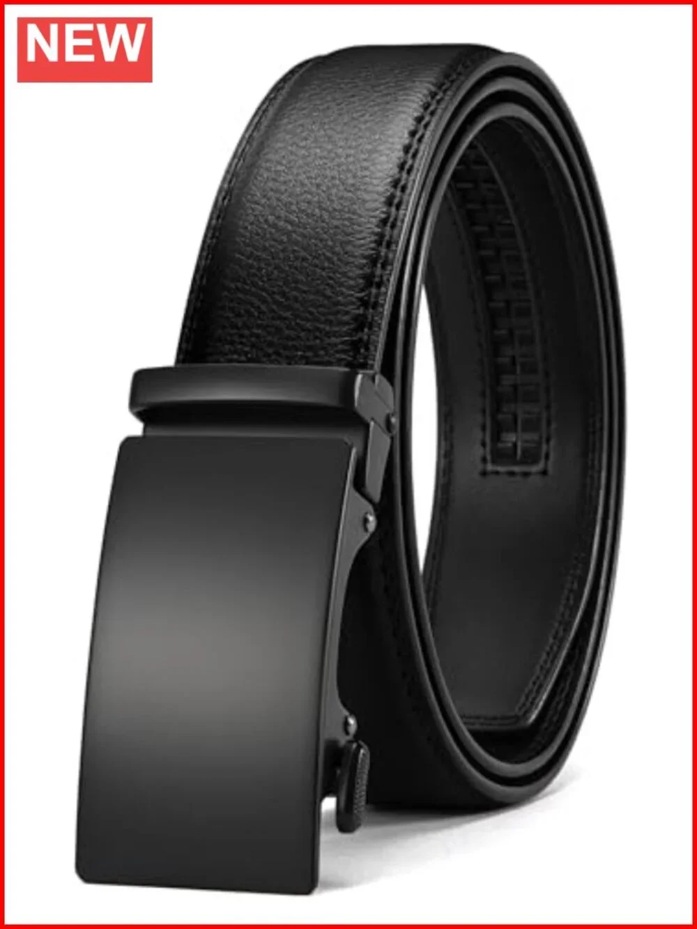 Genuine Leather Ratchet Belt Micro Adjustable for Dress Pants